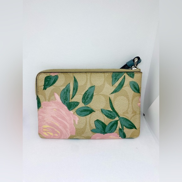 Coach Canvas Wristlet Wallet With Floral Print And Signature Logo - Picture 2 of 4